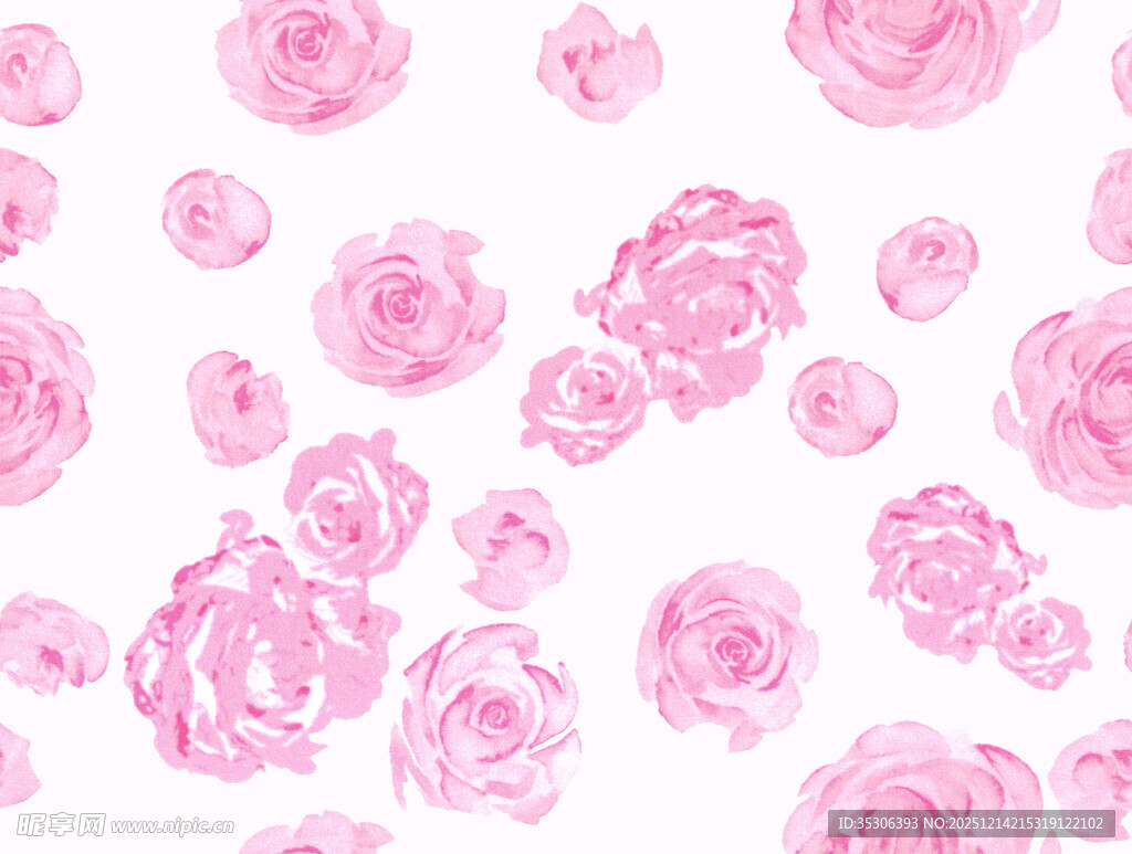 粉色玫瑰水彩无缝图案