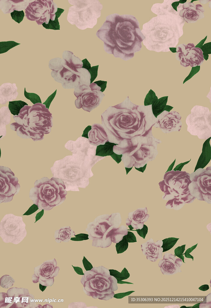 淡紫色玫瑰花卉图案背景
