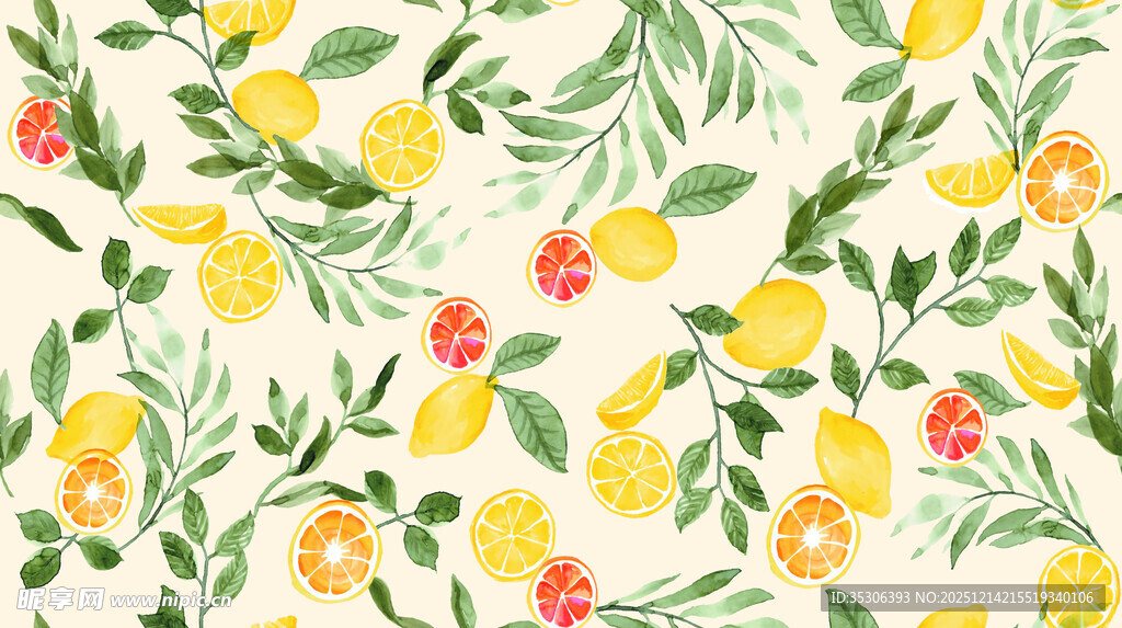 清新花卉绿叶图案背景