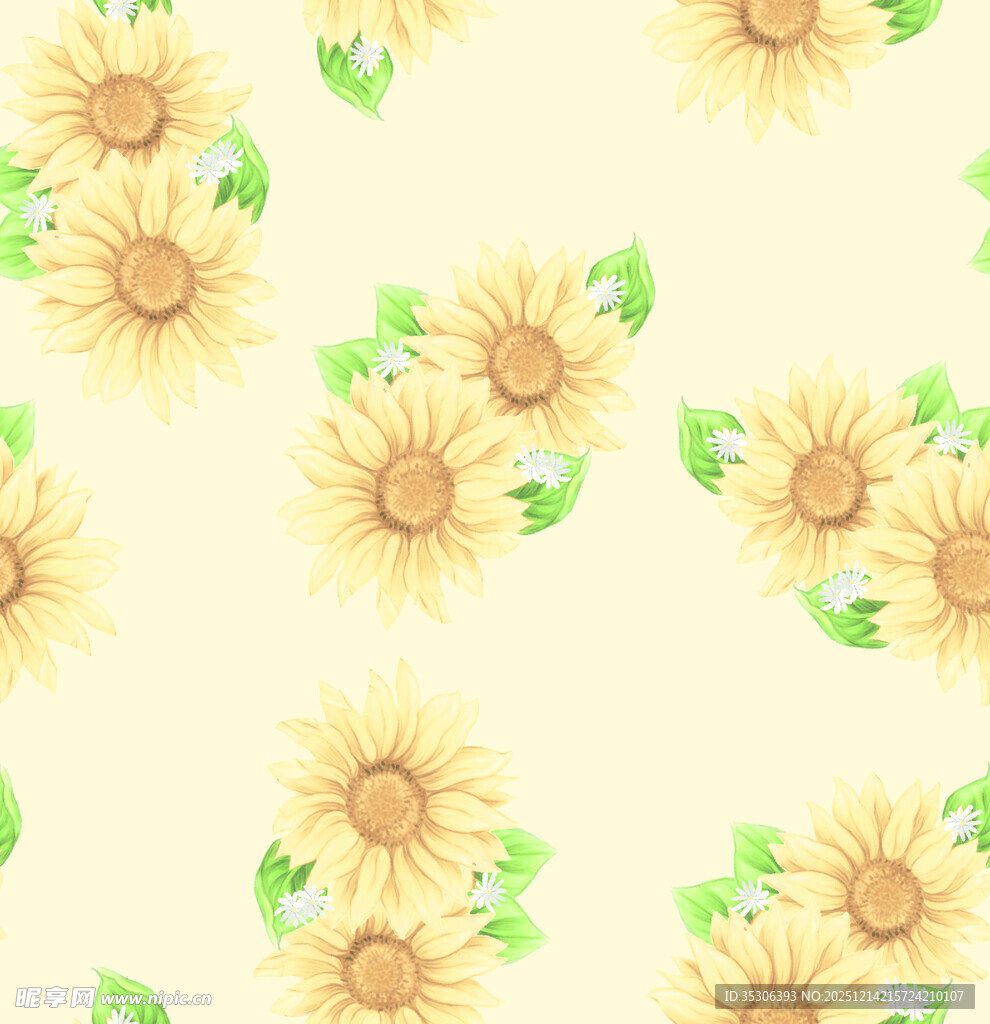 向日葵花卉无缝图案背景
