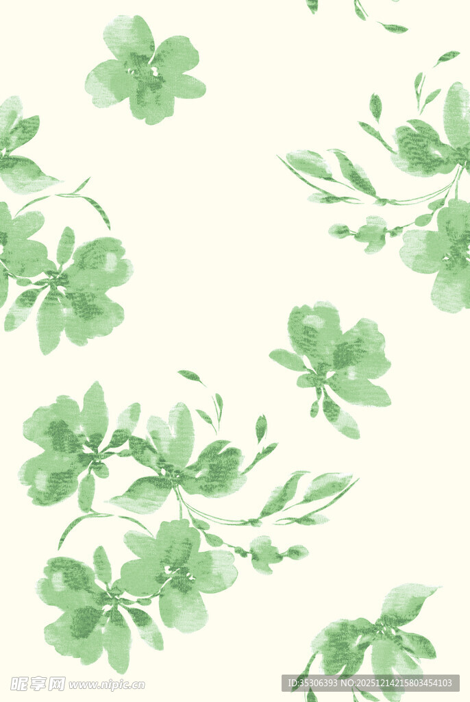 清新绿花植物图案背景