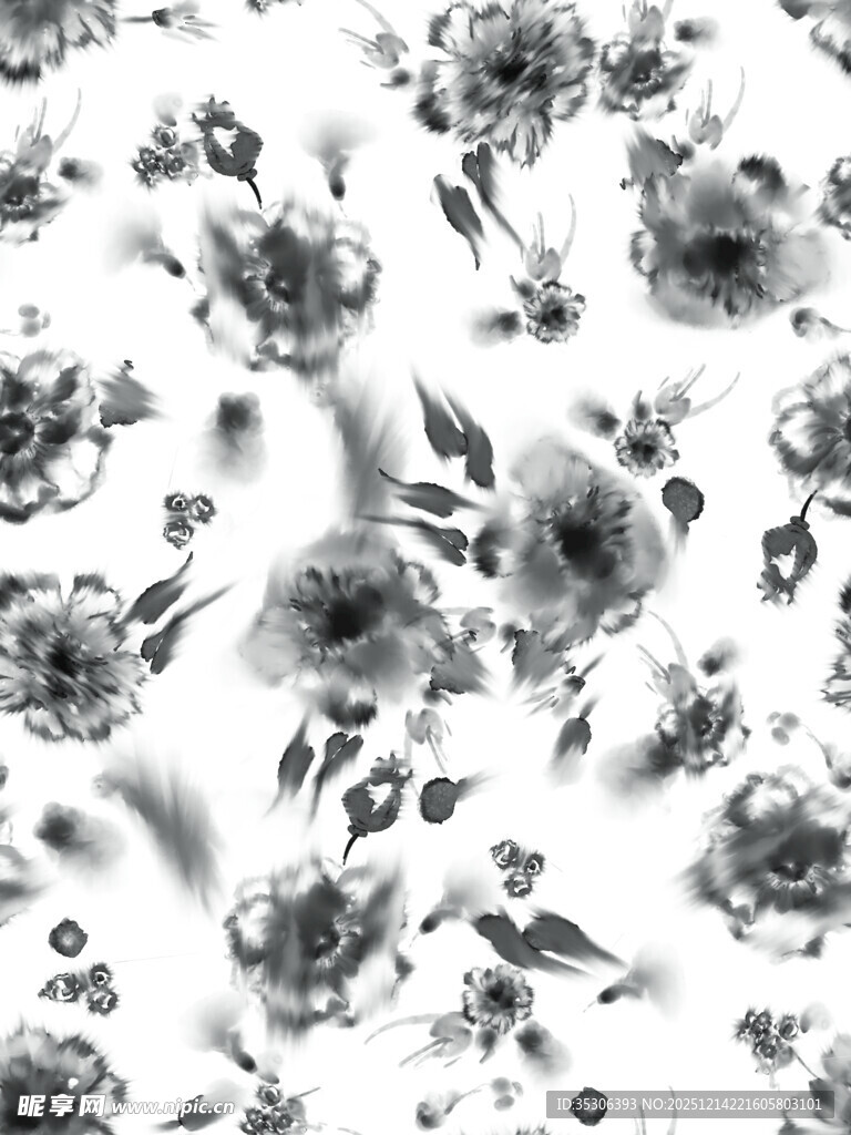 黑白花卉图案纹理背景
