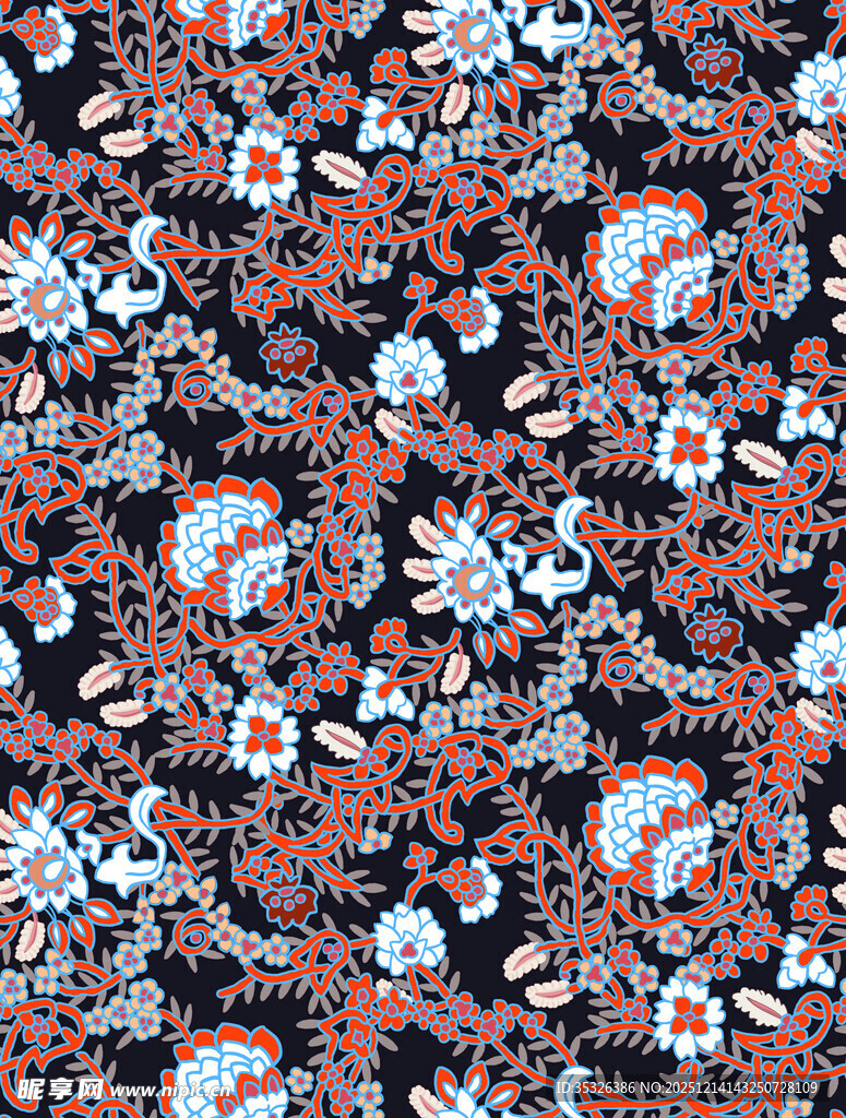 复古风花卉图案布料