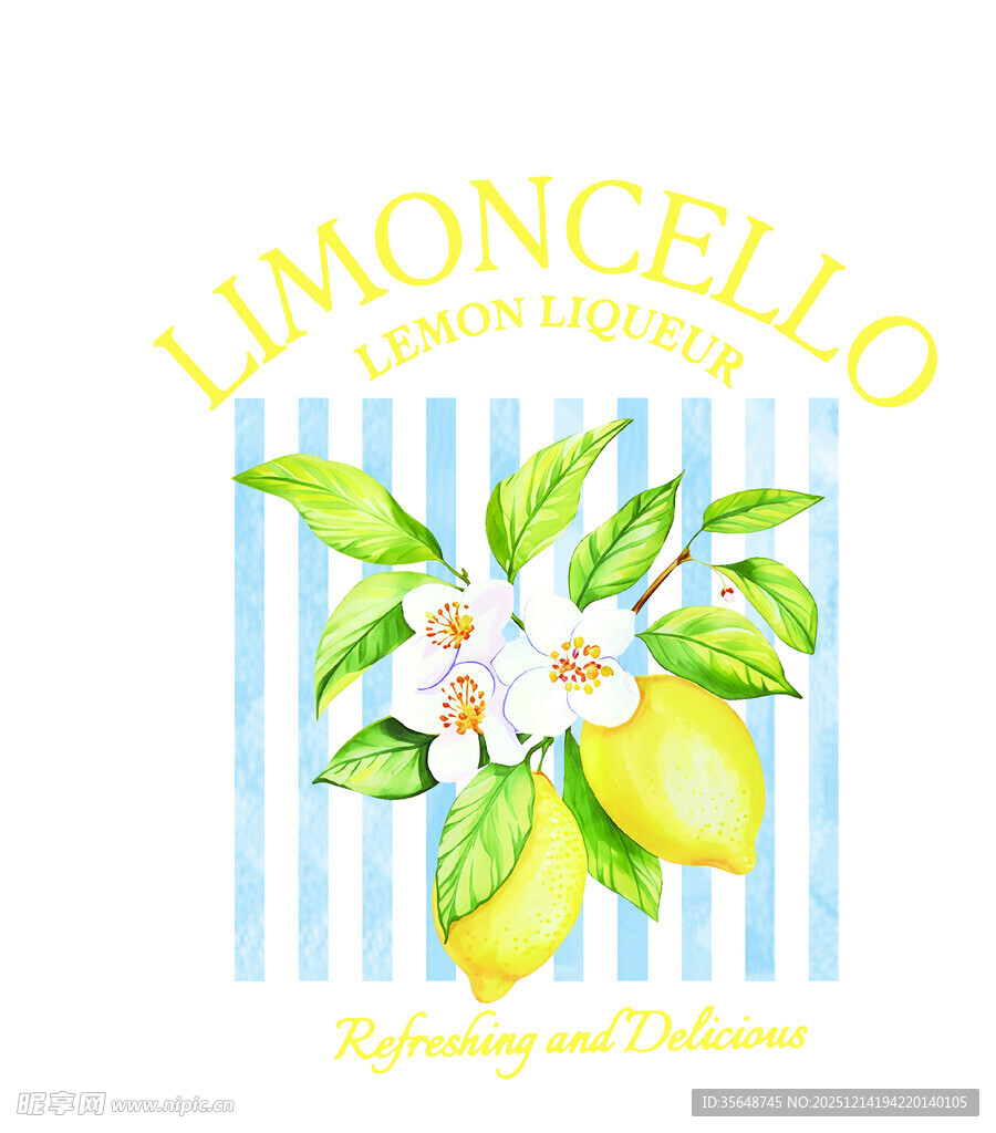 柠檬利口酒插画清新雅致