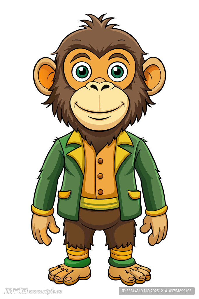 穿夹克的可爱猴子