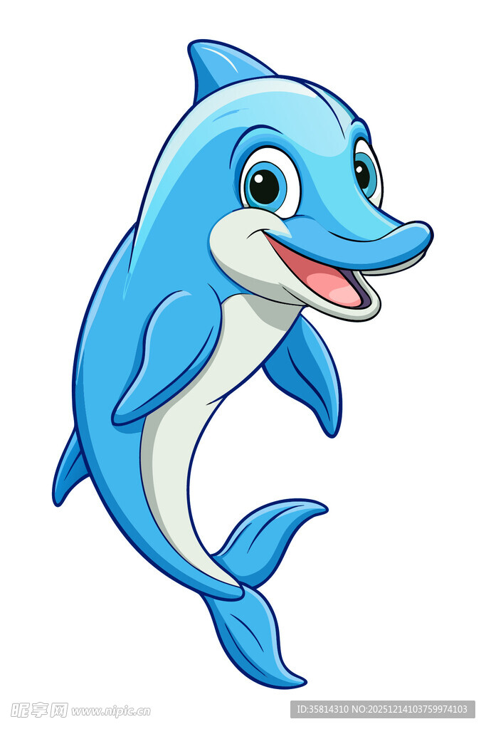 可爱蓝色海豚卡通形象