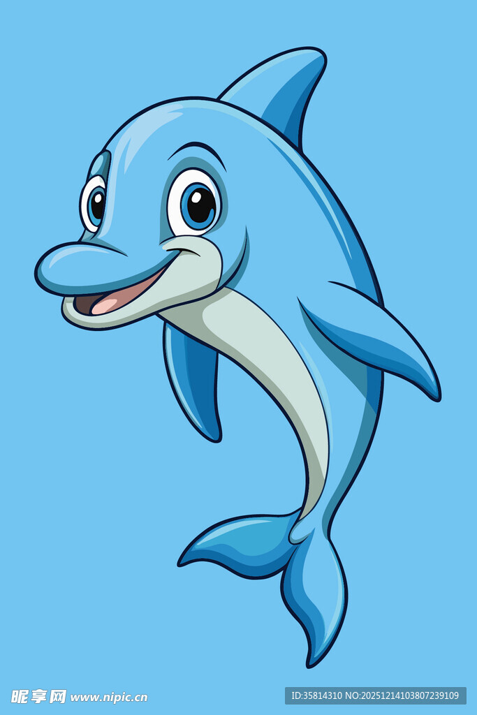 可爱海豚跃出蓝色背景