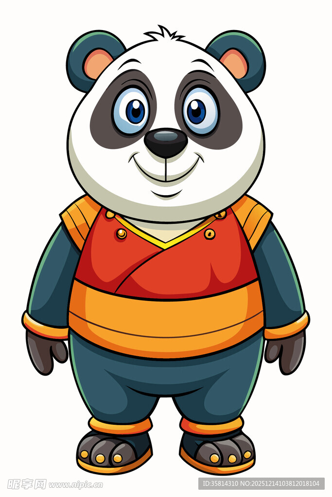 卡通熊猫穿着特色服饰