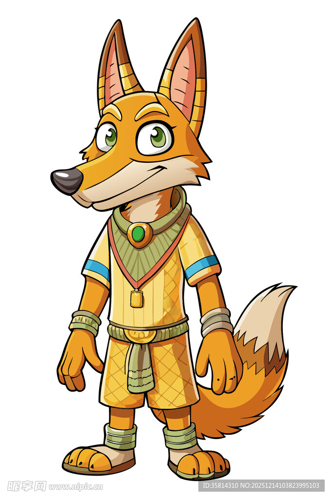 穿着服饰的卡通狐狸形象