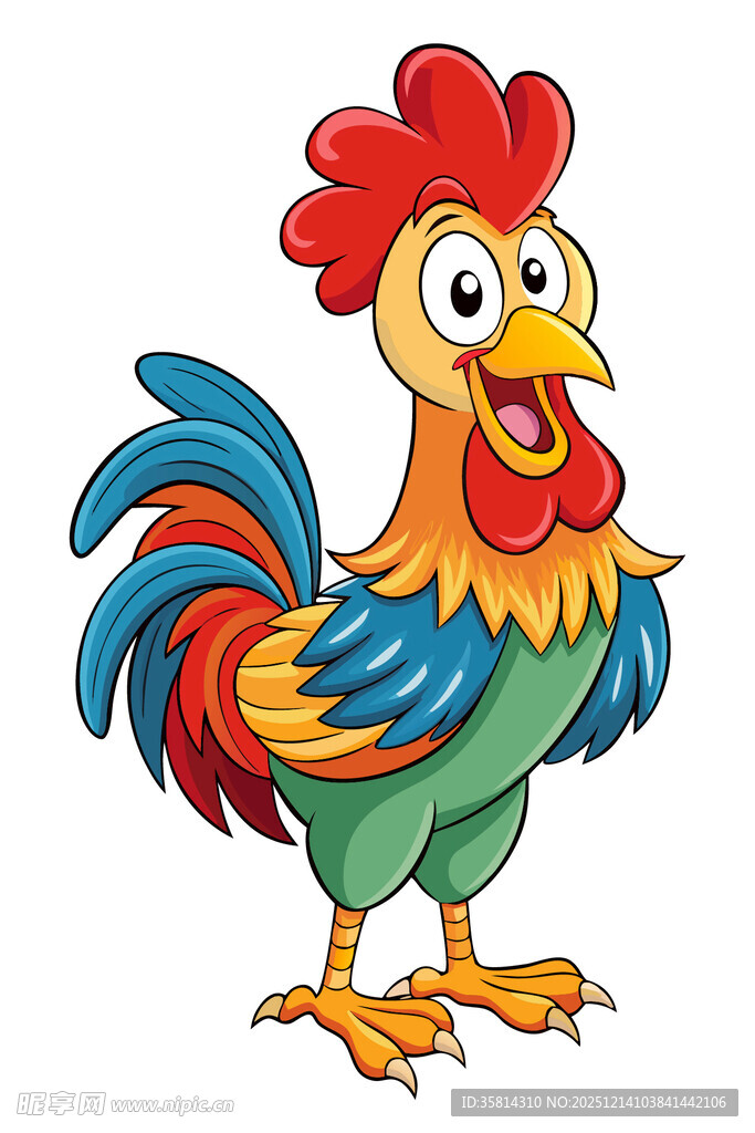 可爱彩色公鸡卡通形象