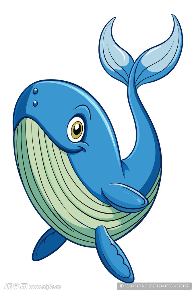 可爱蓝色卡通小鲸鱼
