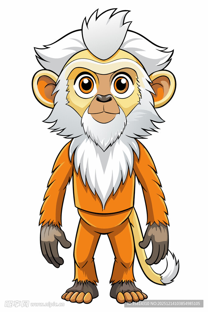 卡通白毛猴子形象