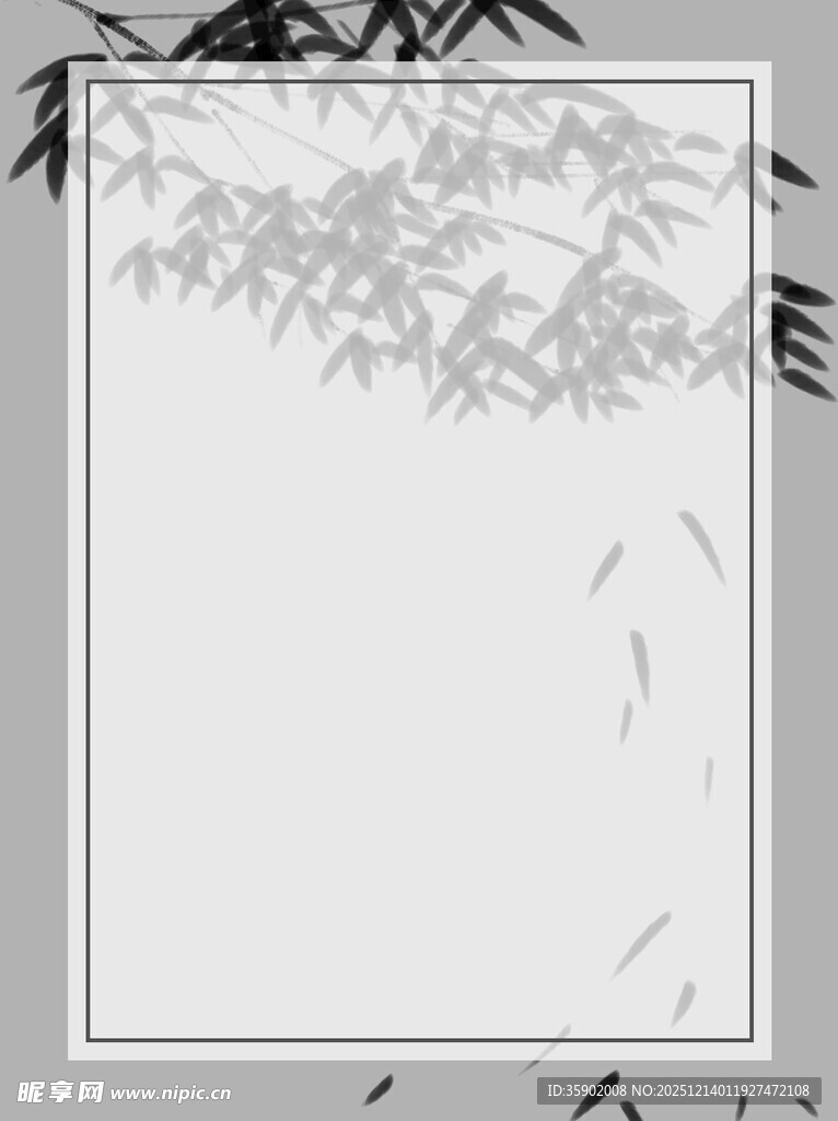 中式水墨风竹叶边框海报背景