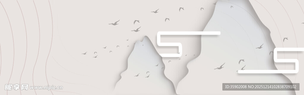 简约山水风格banner背景