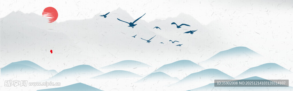 水墨山水banne背景模板