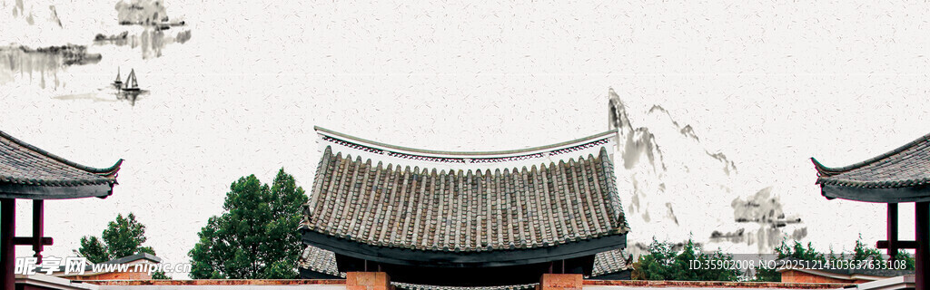 中式古建筑banner模板