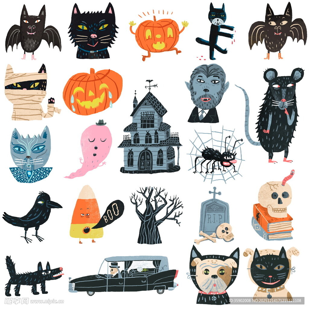 万圣节卡通元素集合