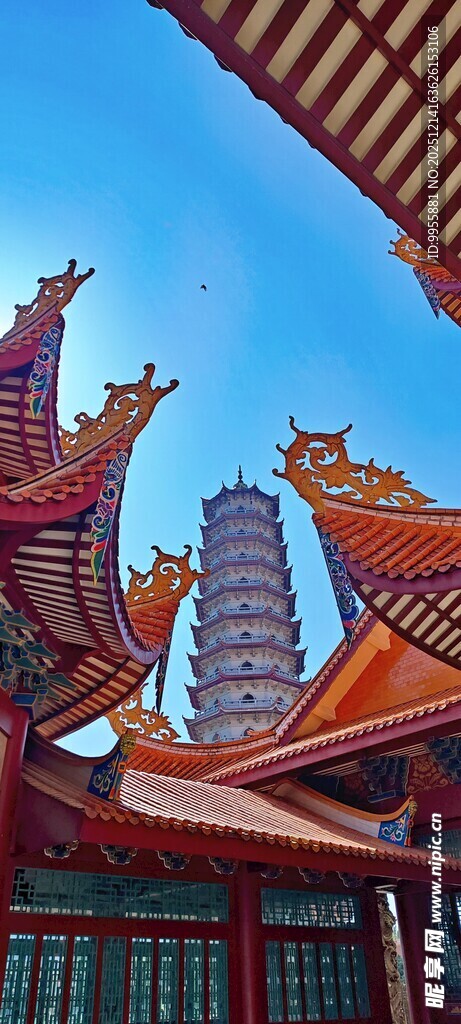 福建福州闽南中式古建筑飞檐景观