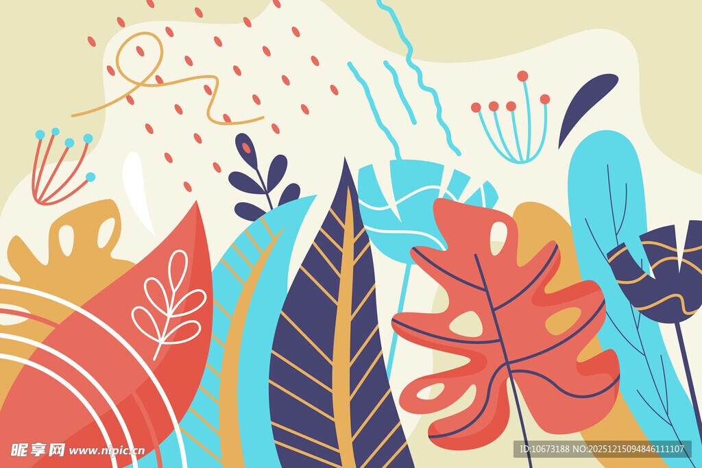 多彩植物装饰图案