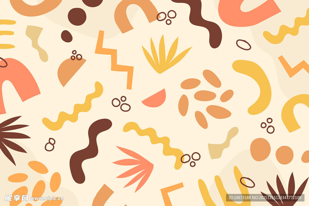 抽象几何植物印花图案