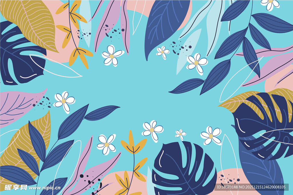 热带植物花卉图案背景