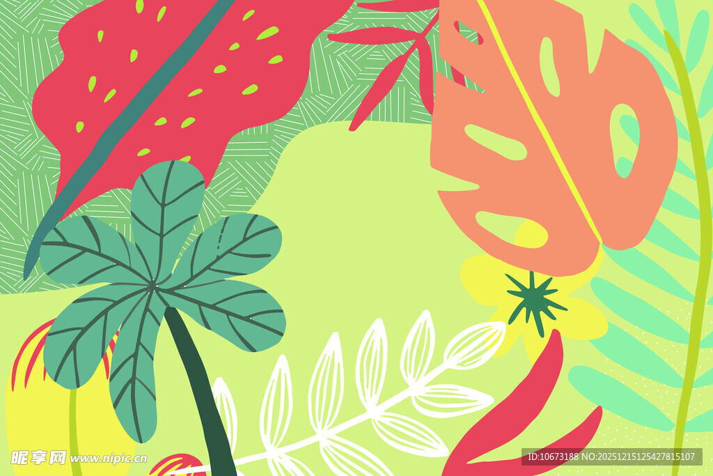 热带植物插画风景