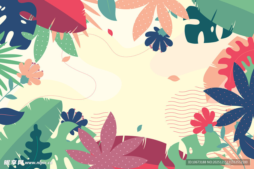 热带植物花卉插画背景