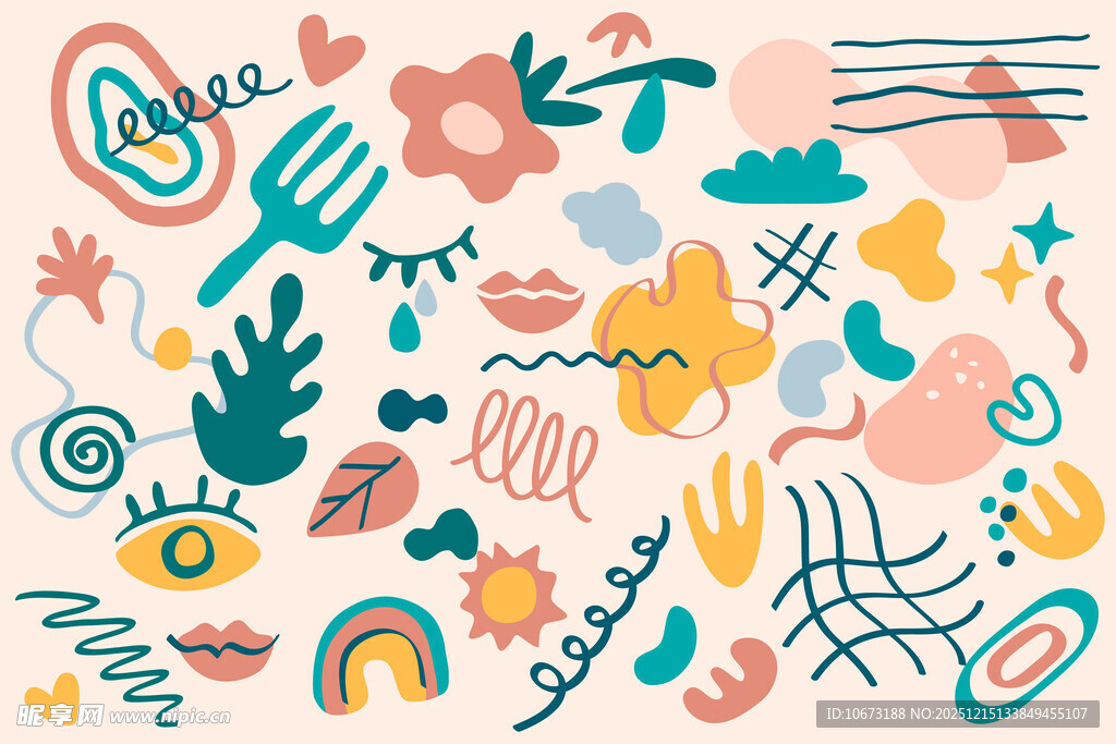 多彩手绘卡通图案背景