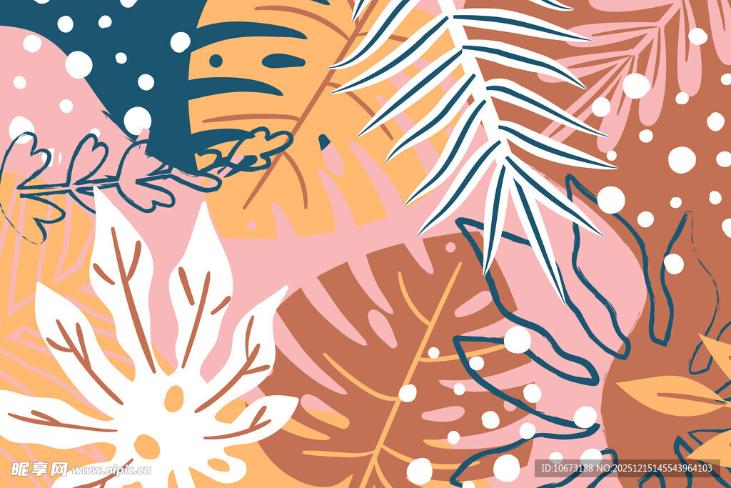 热带植物花卉图案背景