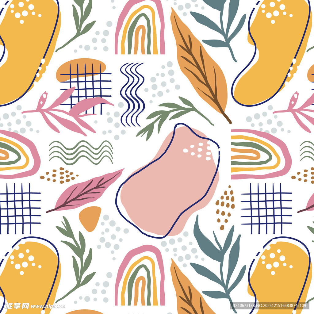 夏日拖鞋与多彩植物图案