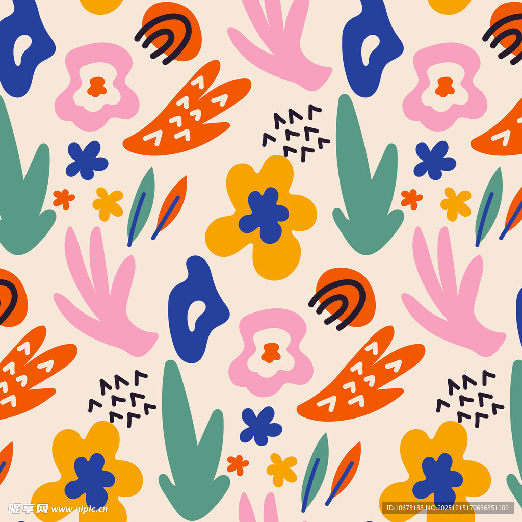 多彩花卉植物图案背景