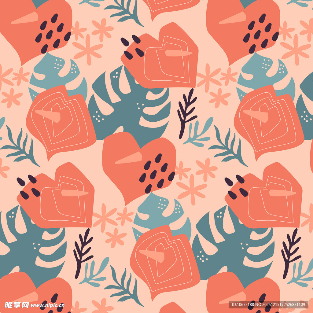 心形花卉图案背景设计