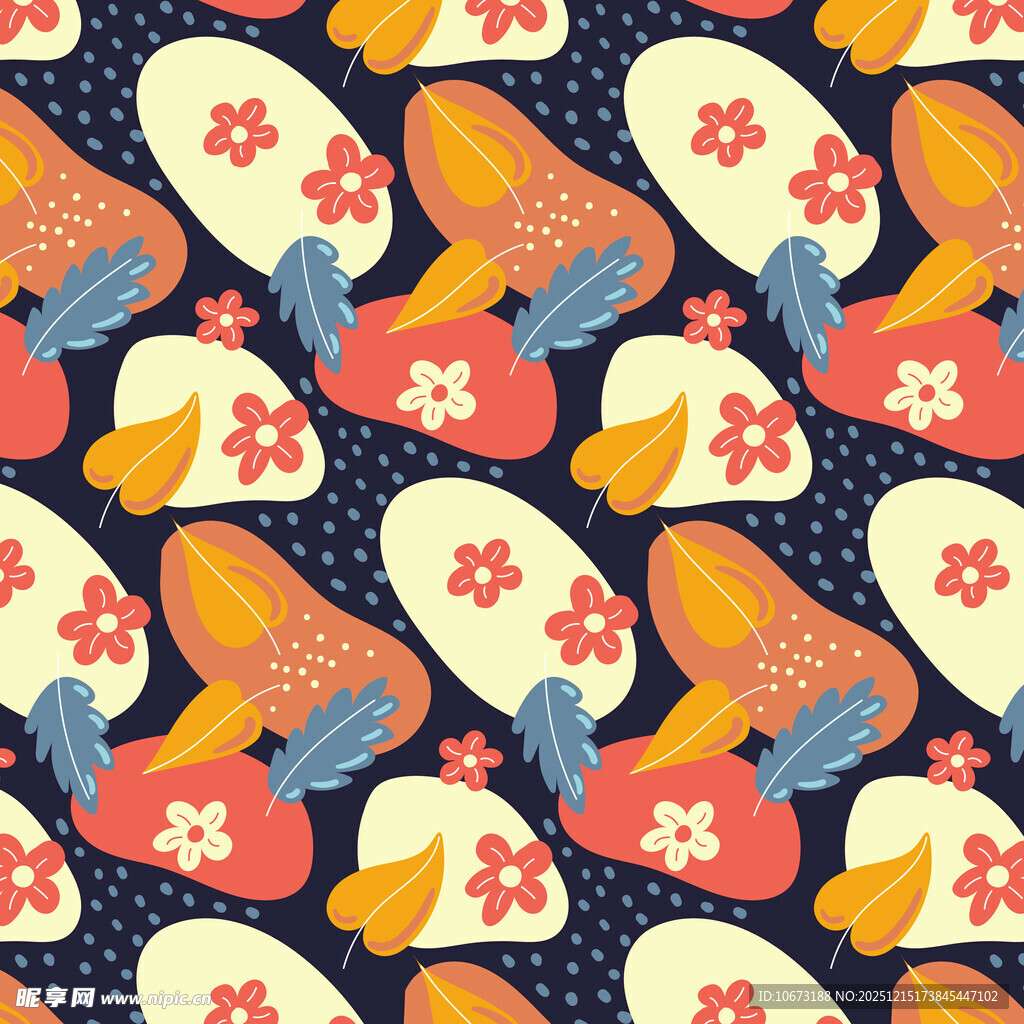 多彩花卉手套图案设计