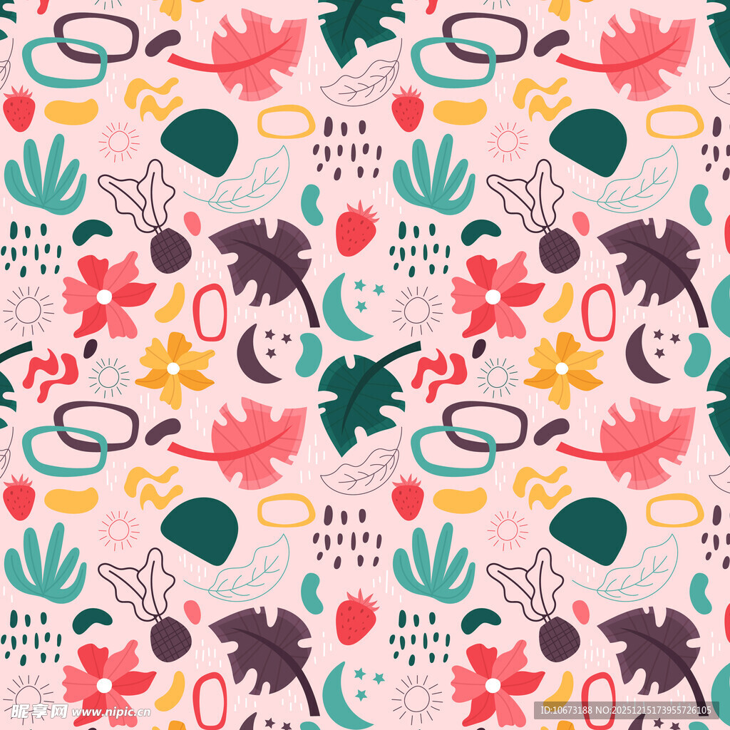 多彩植物眼镜图案背景