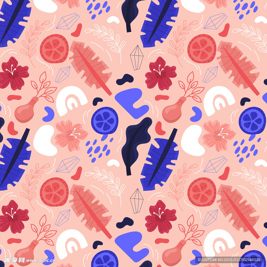 花卉叶子图案的缤纷背景