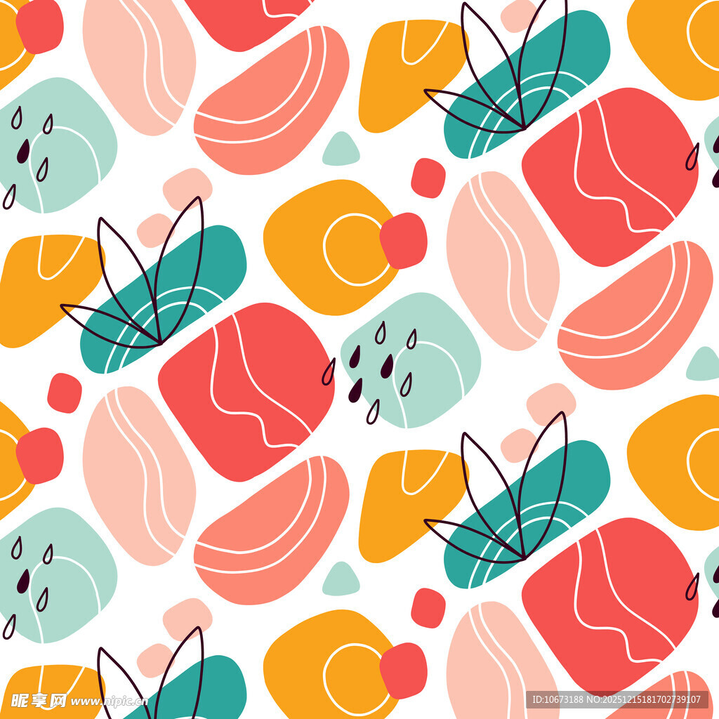 水果昆虫图案的清新背景