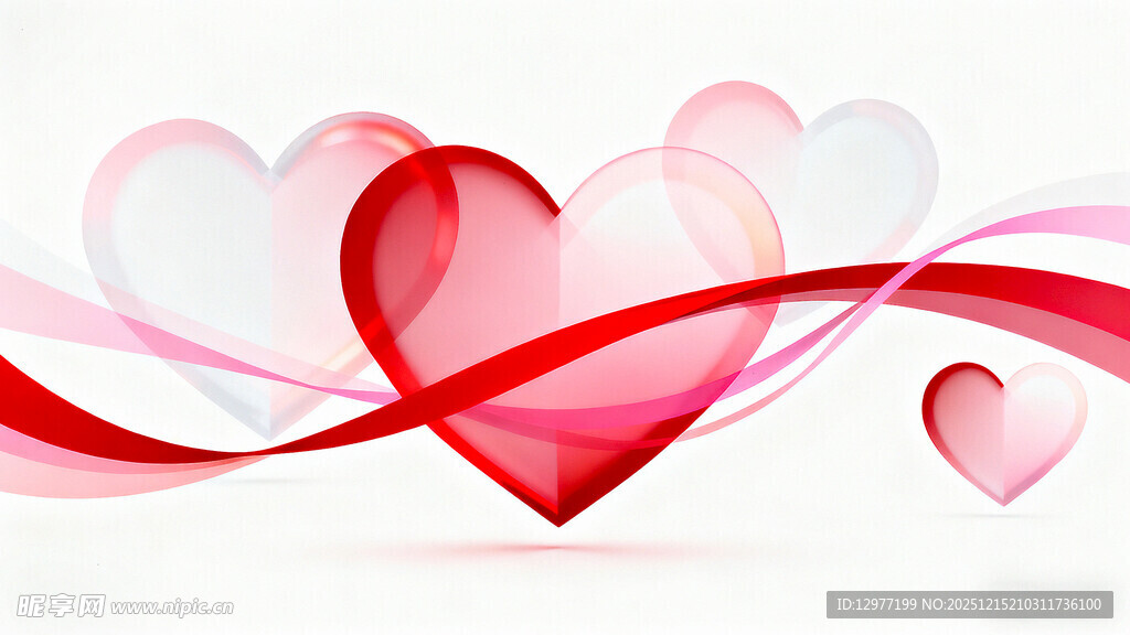 浪漫心形飘带装饰图案