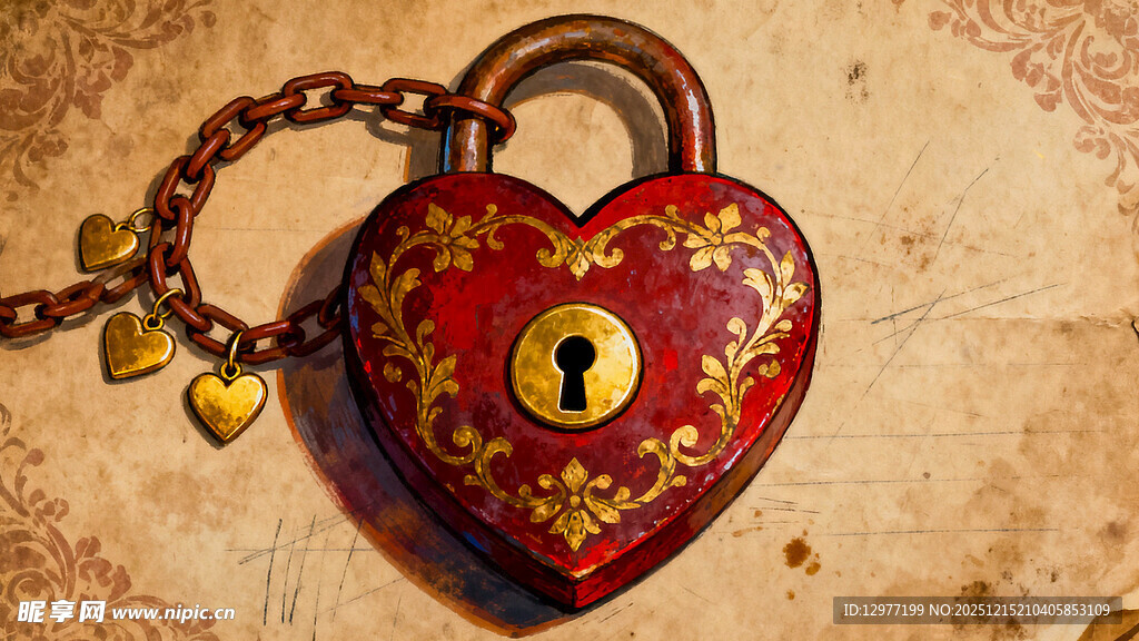 心形挂锁 复古浪漫风情