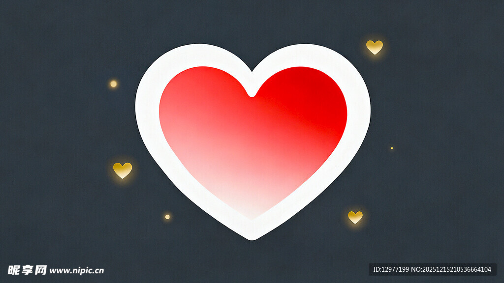 爱心图标 闪耀金色光芒