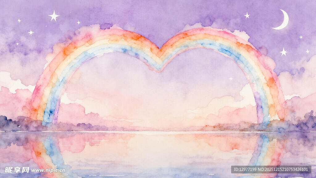 梦幻心形彩虹海景图