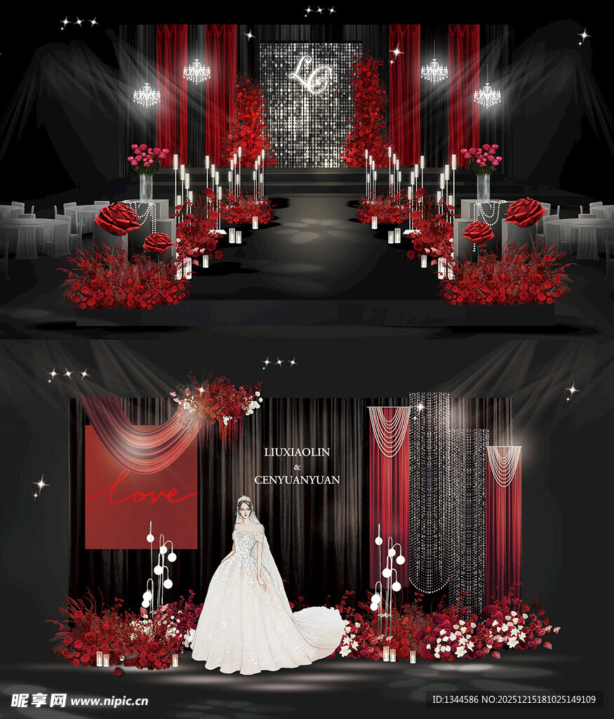 红黑色系浪漫婚礼场景