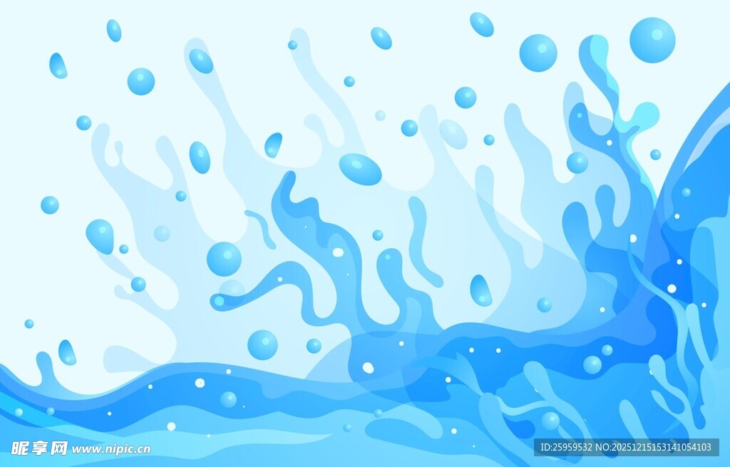 蓝色水花飞溅