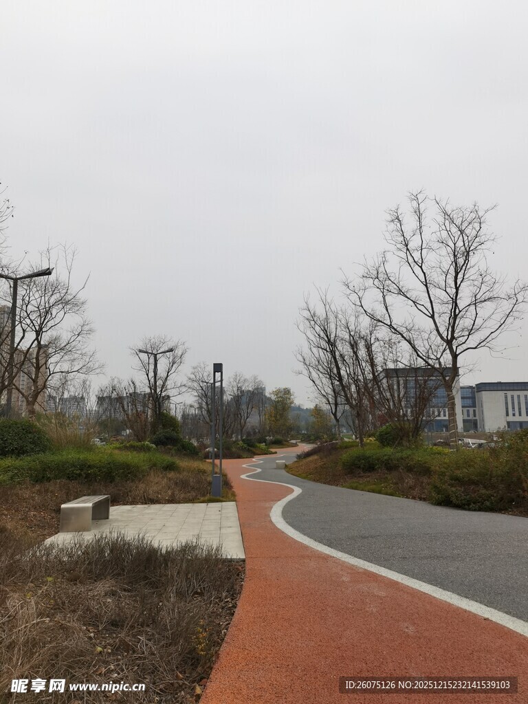 城市中的彩色休闲步道