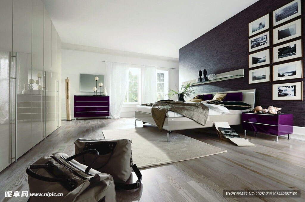 现代紫色系时尚卧室空间