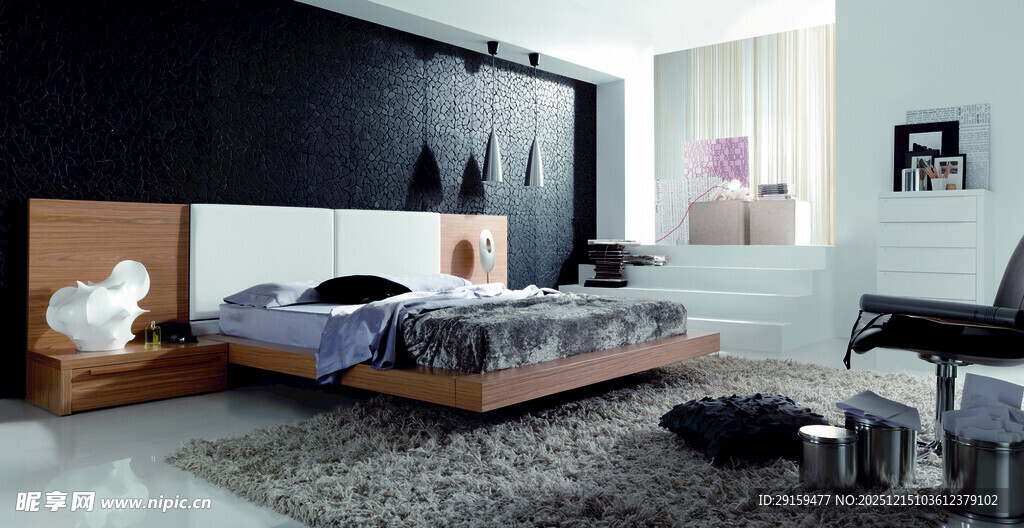 现代简约风卧室场景