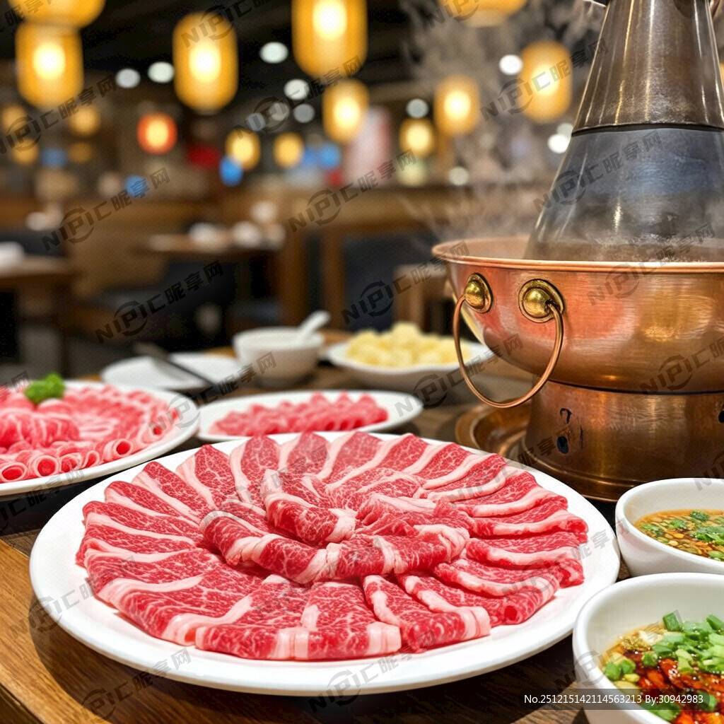安格斯肥牛铜锅涮肉 手绘