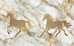 金色奔马大理石装饰图案