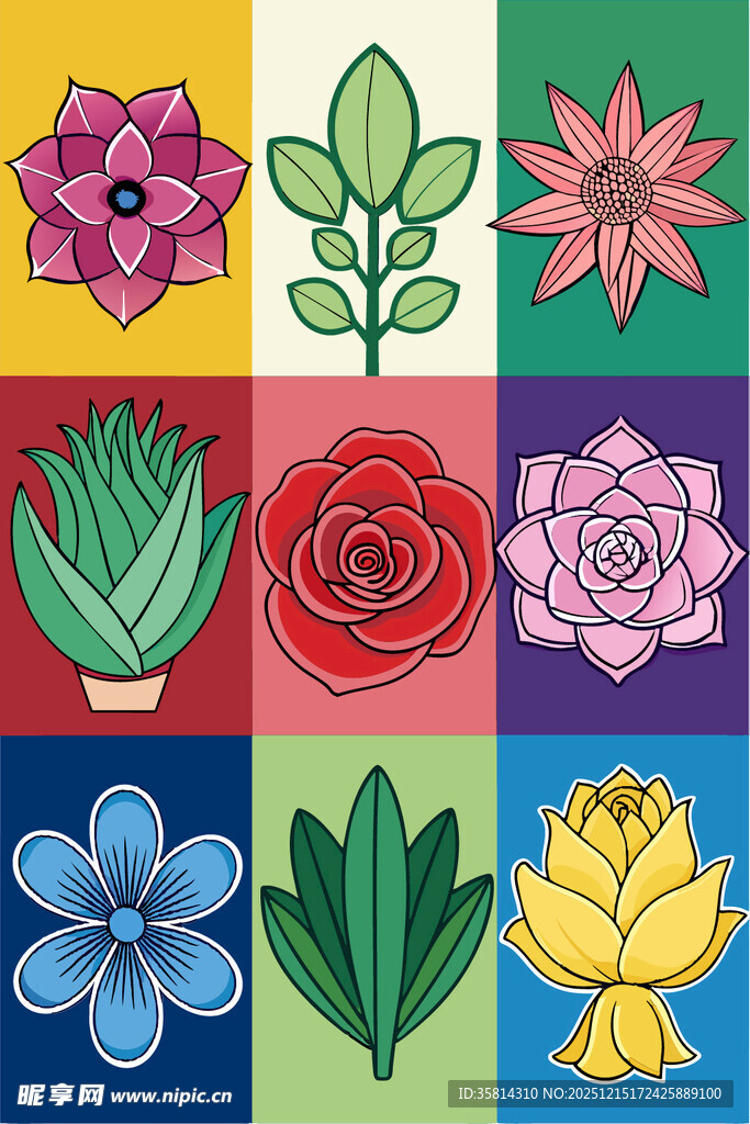 多彩花卉图案集合