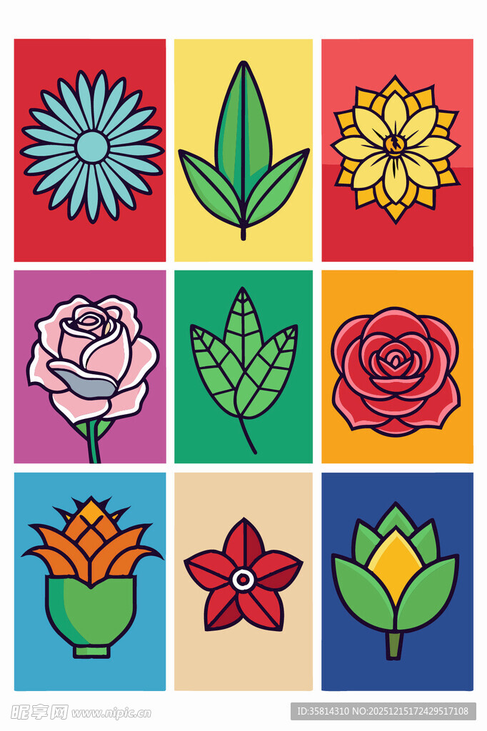 多彩花卉图案集合