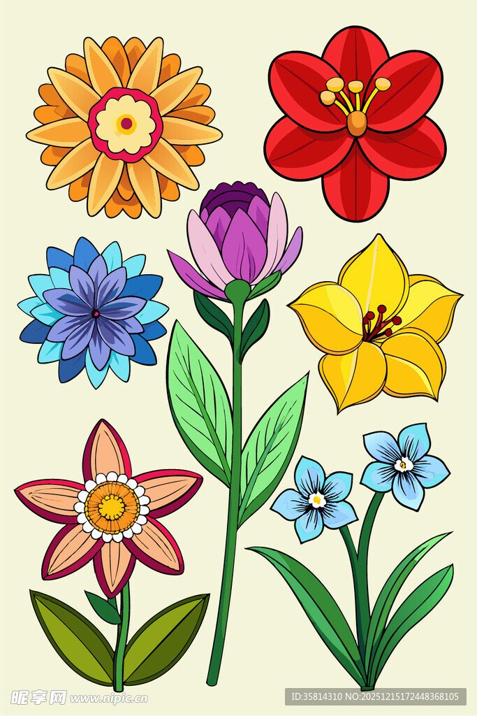 多彩手绘花卉图案